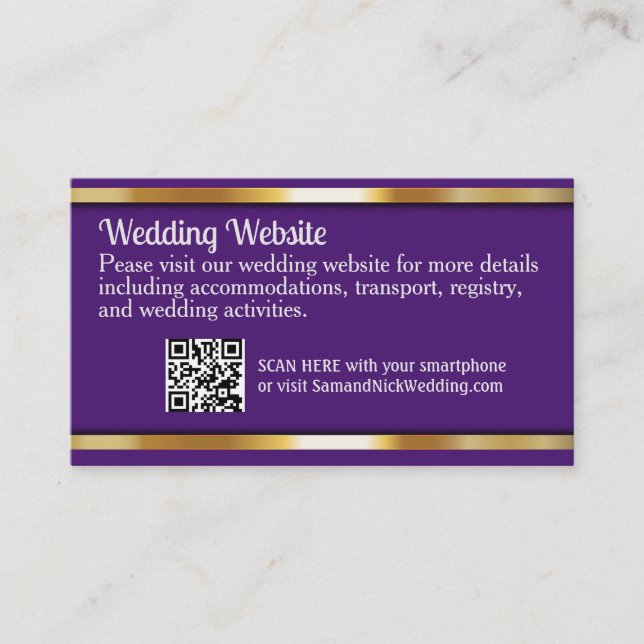 Elegantens Mörk Lila och Guld Tilläggskort (Framsida)