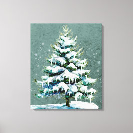 Elegantens natur Snowy Spruce Wall Hanging Canvastryck