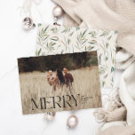 Elegantens naturliga bladverk - modernt, minsta mö julkort<br><div class="desc">Elegant fotomodern minimal naturlig krämfärgad botanisk typografi God jul helgdag platta kort.</div>