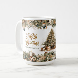 Elegantens neutralt - hörntoner grönt och guld kaffemugg