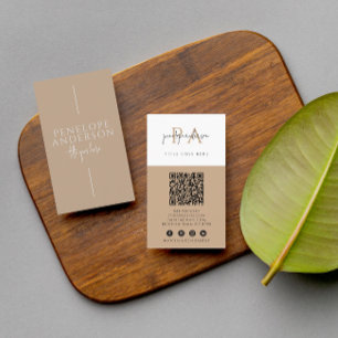 Elegantens Neutralt QR-kod Boho Modern Unique Tren Visitkort