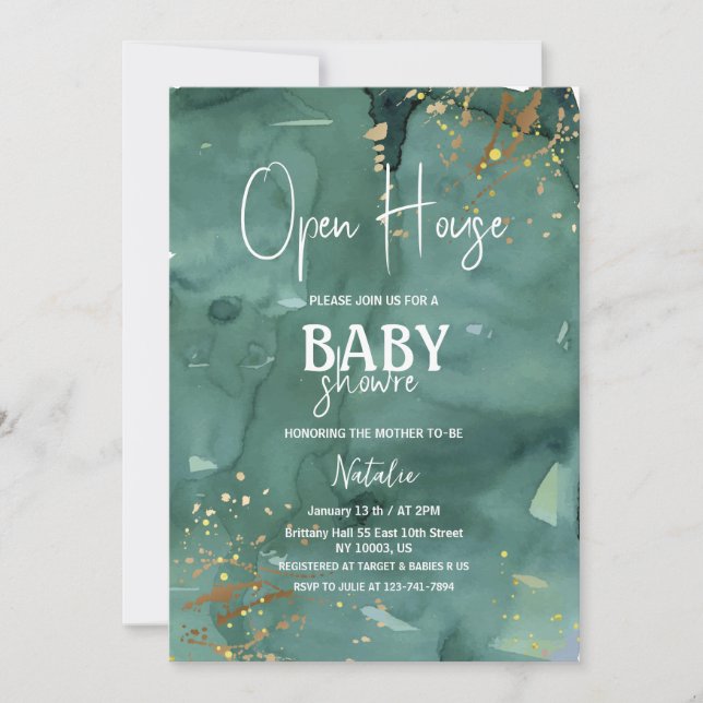 elegantens öppna babydusch inbjudningar (Framsida)