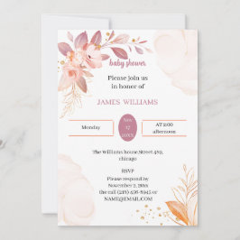 Elegantens Orange Babykläder, anpassad Inbjudningar