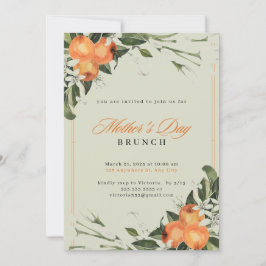 Elegantens Orange och Grönt Vattenfärgsdag i Mor Inbjudningar