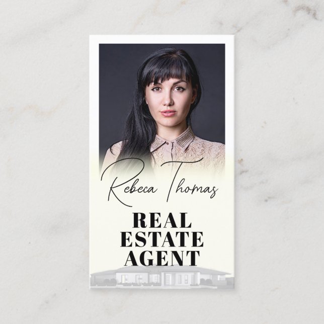 Elegantens övertoning vit porträtt visitkort (Framsida)