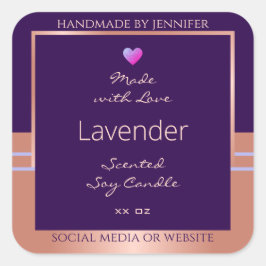 Elegantens produktförpackningsetikett Lila Ro Guld Fyrkantigt Klistermärke