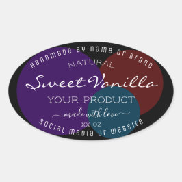 Elegantens produktförpackningsetiketter Mörk Färg Ovalt Klistermärke