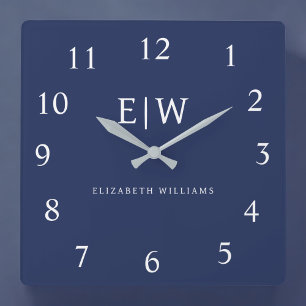 Elegantens Professionell Enkel monogram-minimalist Fyrkantig Klocka