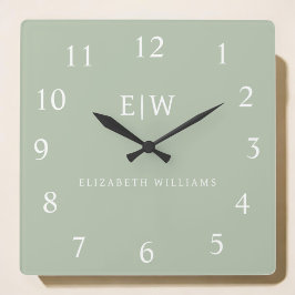 Elegantens Professionell Enkel monogram-minimalist Fyrkantig Klocka