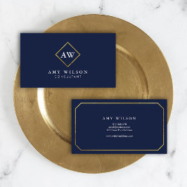 Elegantens Professionell, monogram Blue Visitkort