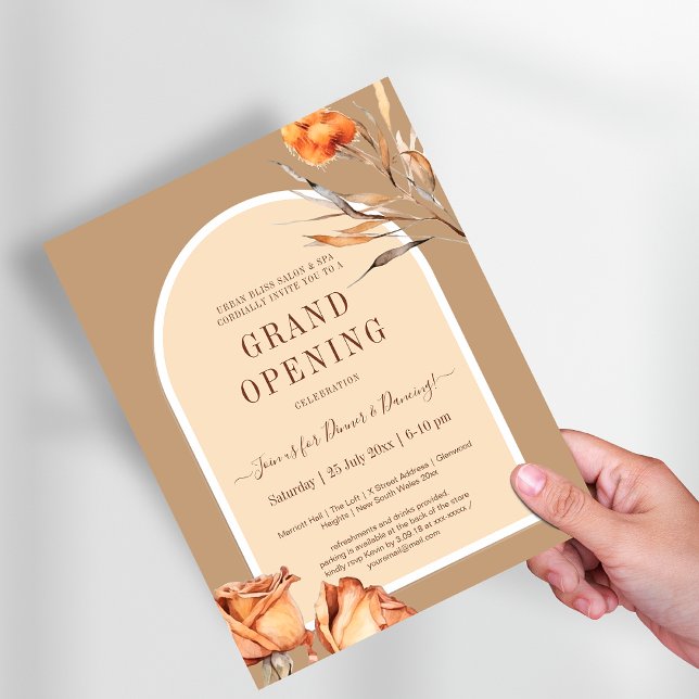 Elegantens Retro Arch Flower Business Grand Open Reklamblad (Elegant Retro Arch Flower Business Grand Opening Flyer)
