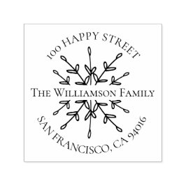 Elegantens returadressetikett med Grenar Löv Självfärgande Stämpel