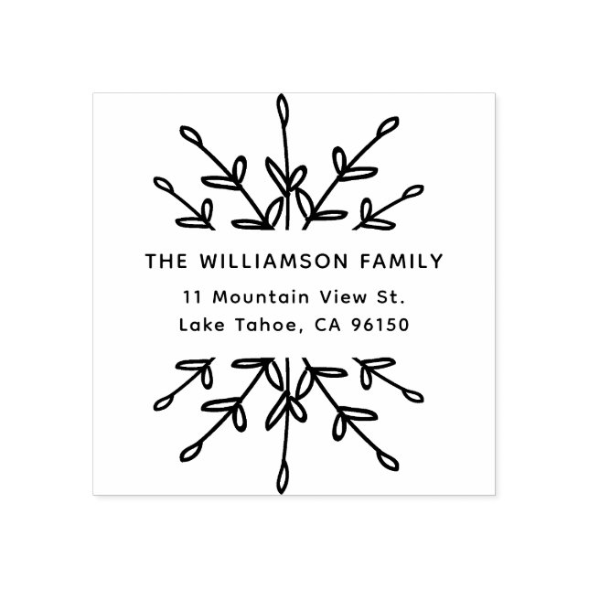 Elegantens returadressetikett med Grenar Stämpel (Tryck)