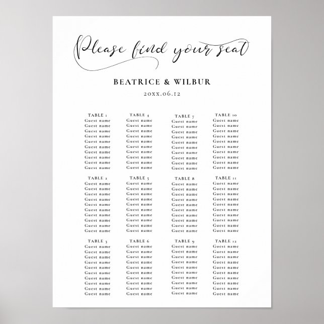 Elegantens romantiska kalligrafi bröllop sittande  poster (Framsidan)