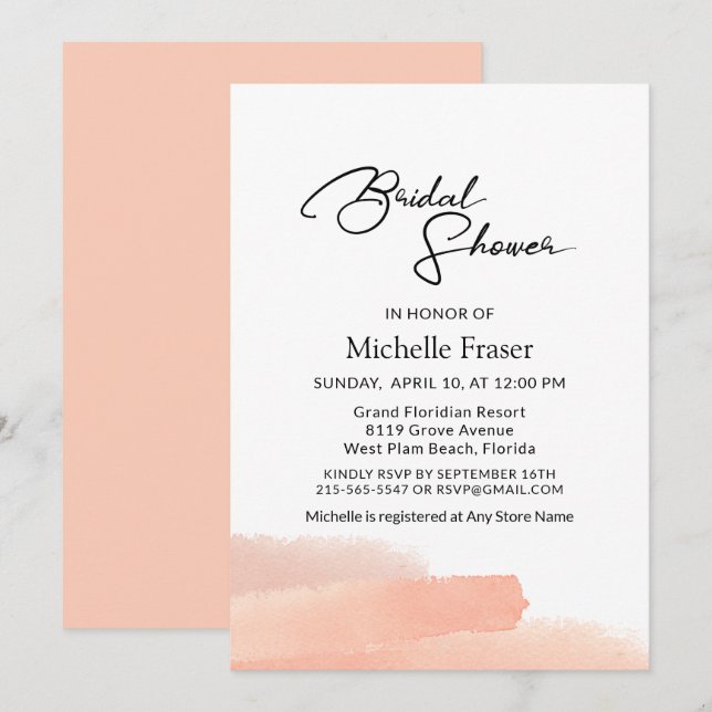 Elegantens romantiska Möhippa för enkel rosa Inbjudningar (Fram/baksida)