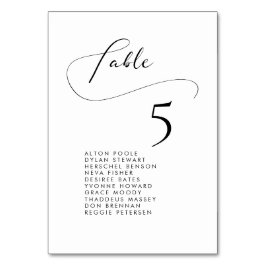Elegantens romantiska platskort för kalligrafisitt bordsnummer