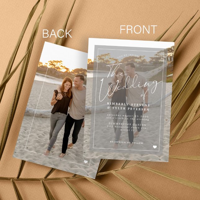 Elegantens romantiska skriptfoto bröllop inbjudningar (Skapare uppladdad)