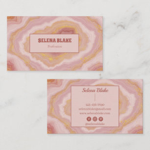 Elegantens Rosa Agera med Guld Glitter - Modern Visitkort