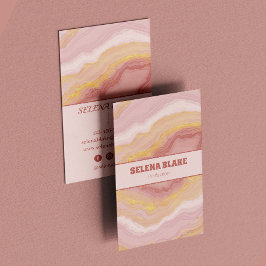 Elegantens Rosa Agera med Guld Glitter - Modern Visitkort