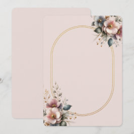 Elegantens rosa, blått och grädde blommigt bröllop inbjudningar