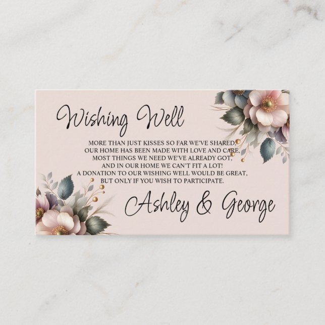 Elegantens rosa, blått och grädde blommigt bröllop tilläggskort (Framsida)