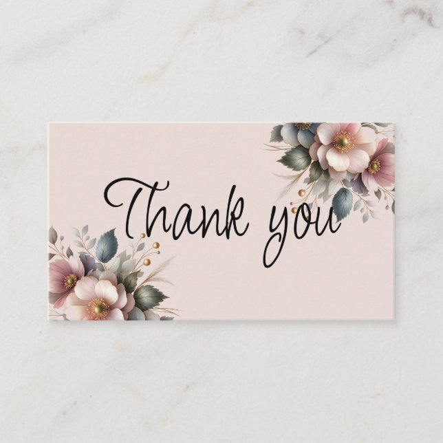 Elegantens rosa, blått och grädde blommigt bröllop tilläggskort (Framsida)