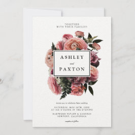 Elegantens Rosa | Blommigt Bouquet on White Inbjudningar