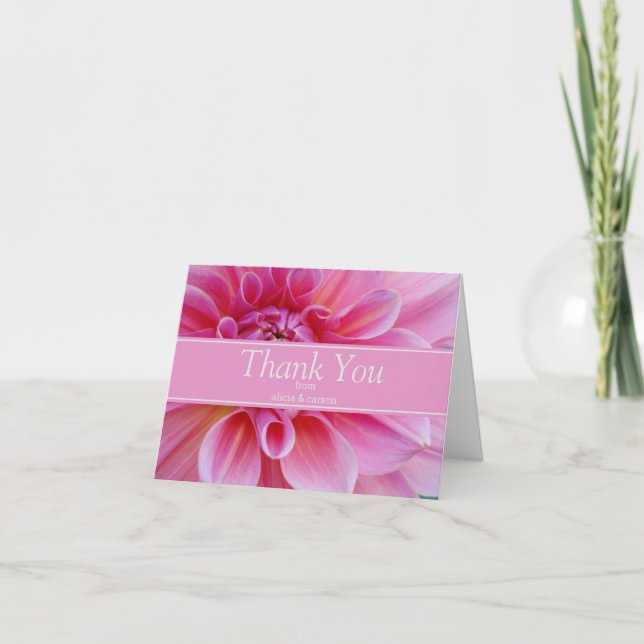 Elegantens Rosa Flower Tack Kort (Framsida)