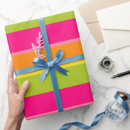 Elegantens Rosa, kalk, Orange och Gult Roligt Rand Presentpapper