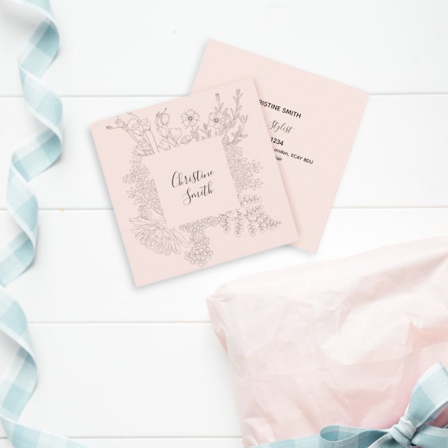 Elegantens Rosa , minimalistisk Blommigt i Vår Fyrkantigt Visitkort (Skapare uppladdad)