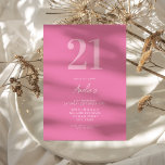Elegantens Rosa Modern 21:a födelsedag Inbjudningar<br><div class="desc">En enkel,  modern 21:a födelsedagsinbjudan med typografi av elegant och minimalistisk design i rosa och vita färg.</div>