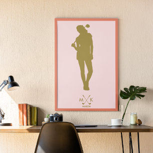 Elegantens Rosa Modern Dam Golfer Poster