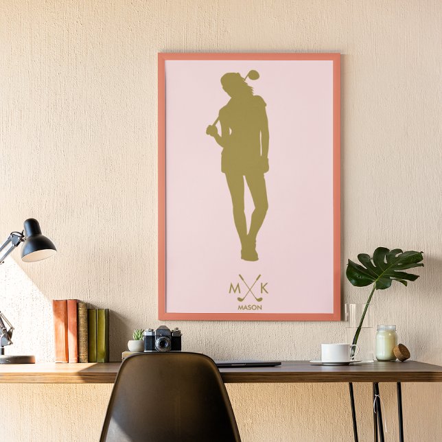 Elegantens  Rosa | Modern Dam Golfer Poster (Skapare uppladdad)