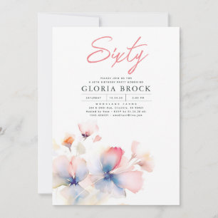 Elegantens Rosa och Blåa blommor Minimalistfödelse Inbjudningar