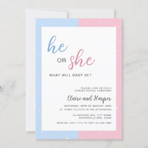 Elegantens Rosa och Blue Gender Reveal Baby Shower Inbjudningar