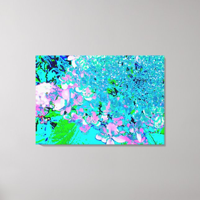 Elegantens Rosa och Blue Limelight Hydrangea Canvastryck (Framsida)