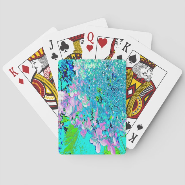 Elegantens Rosa och Blue Limelight Hydrangea Casinokort (Baksidan)