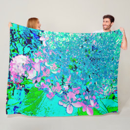 Elegantens Rosa och Blue Limelight Hydrangea Fleecefilt