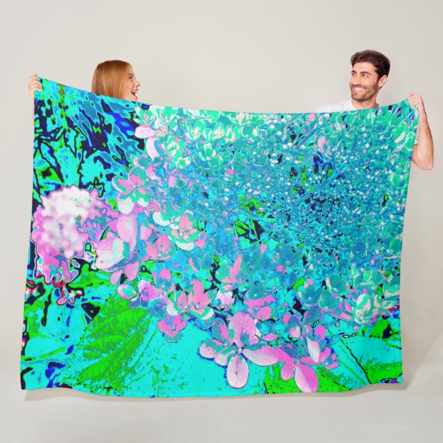 Elegantens Rosa och Blue Limelight Hydrangea Fleecefilt (På plats)