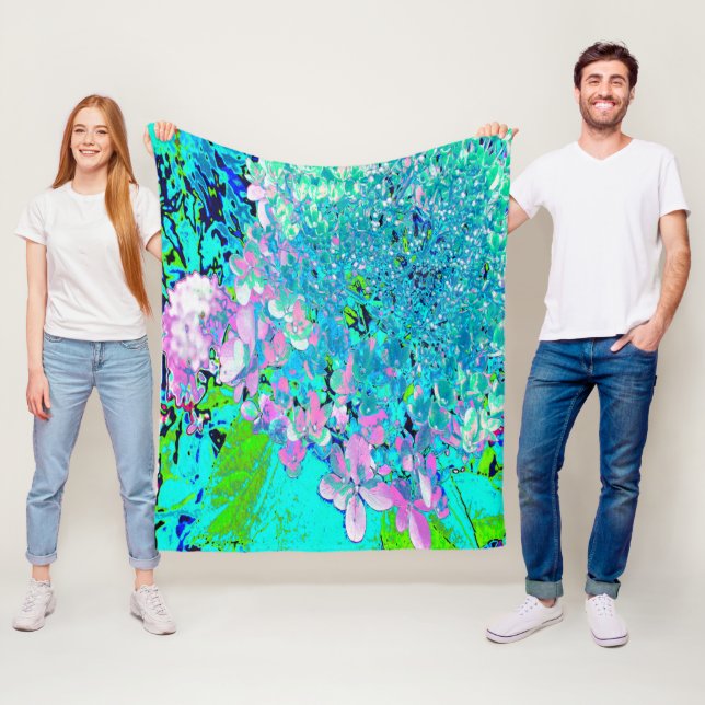 Elegantens Rosa och Blue Limelight Hydrangea Fleecefilt (På plats)