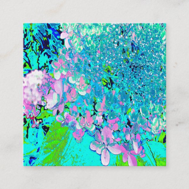 Elegantens Rosa och Blue Limelight Hydrangea Fyrkantigt Visitkort (Framsida)