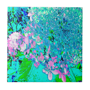 Elegantens Rosa och Blue Limelight Hydrangea Kakelplatta