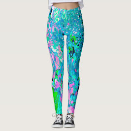 Elegantens Rosa och Blue Limelight Hydrangea Leggings