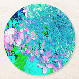 Elegantens Rosa och Blue Limelight Hydrangea Underlägg Papper Rund