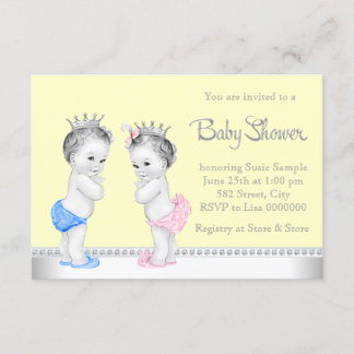 Elegantens Rosa och Blue Twillingars Baby Shower Inbjudningar
