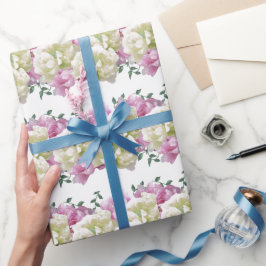 Elegantens Rosa och Cream Peony Wrapping Papper Presentpapper