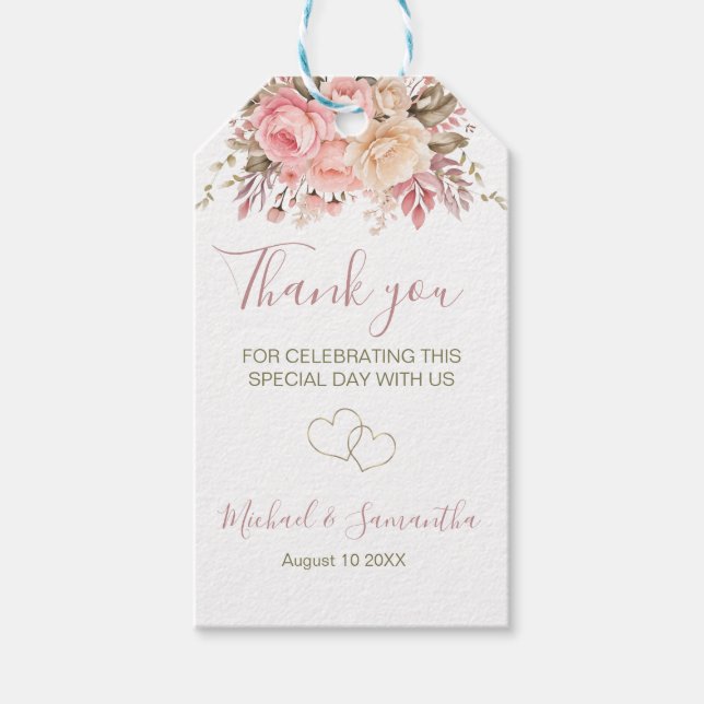 Elegantens Rosa och Elfenbenskustens Bröllop Presentetikett (Framsidan)