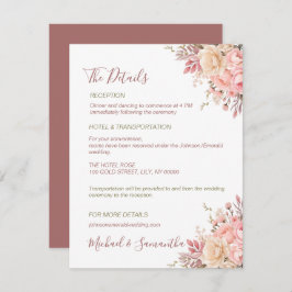 Elegantens Rosa och Elfenbenskustens Vår bröllop Tilläggskort