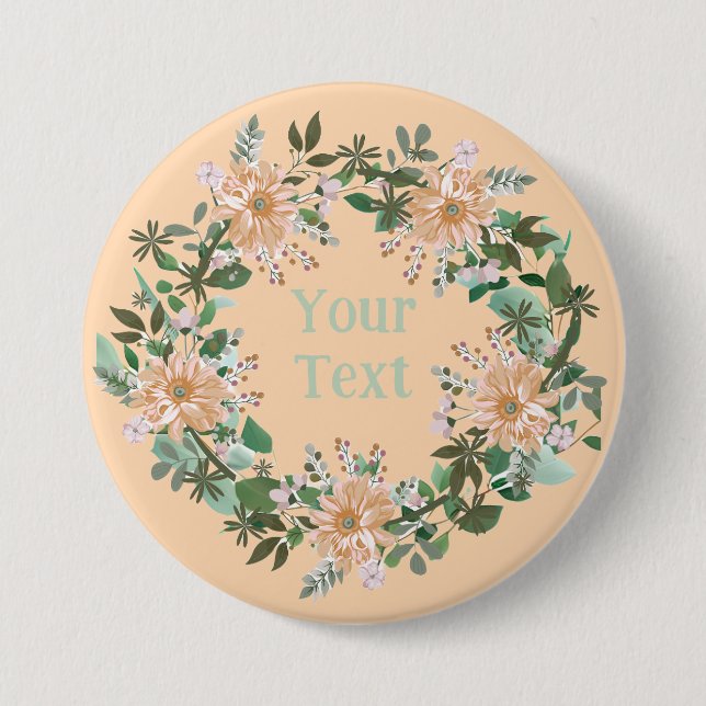 Elegantens Rosa och Grått Blommigt Utandningssvåri Knapp (Framsida)