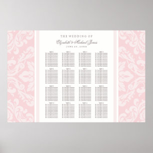 Elegantens Rosa och Grått Damaskonssäten Poster